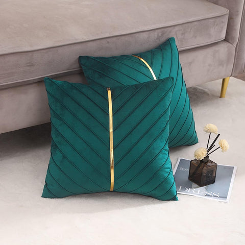 Pack of 2 Velvet Decorative Square Cushion - Teal