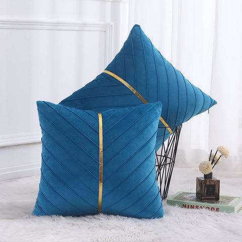 Pack of 2 Velvet Decorative Square Cushion - Royal Blue