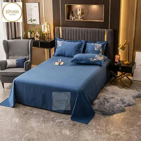 Luxury Embroidery Duvet Set - Royal Blue
