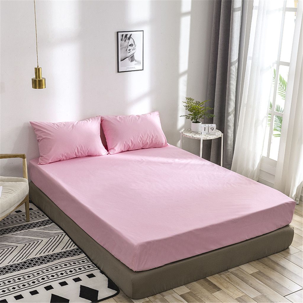 Rich Cotton Fitted Sheet with Pillow covers - Baby Pink