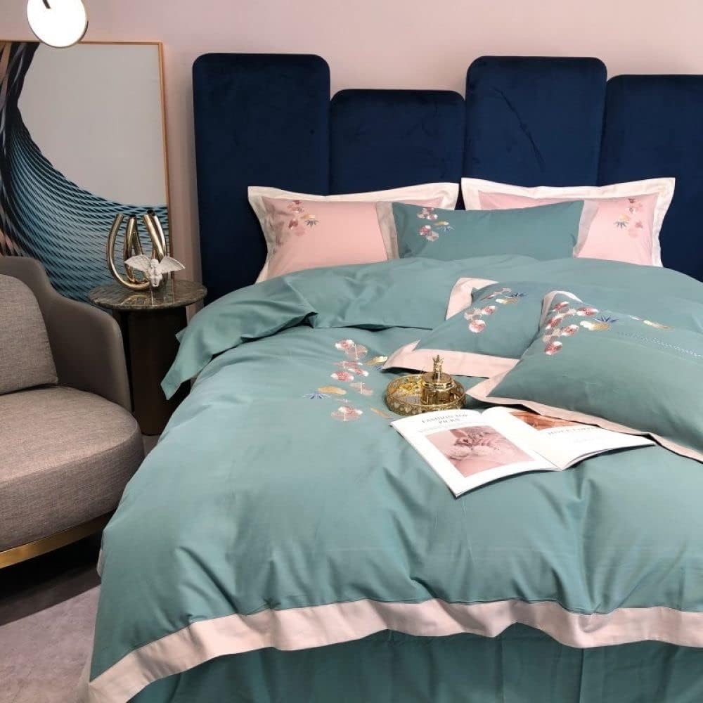 Luxury Embroidered Duvet Set - Light Sea Green