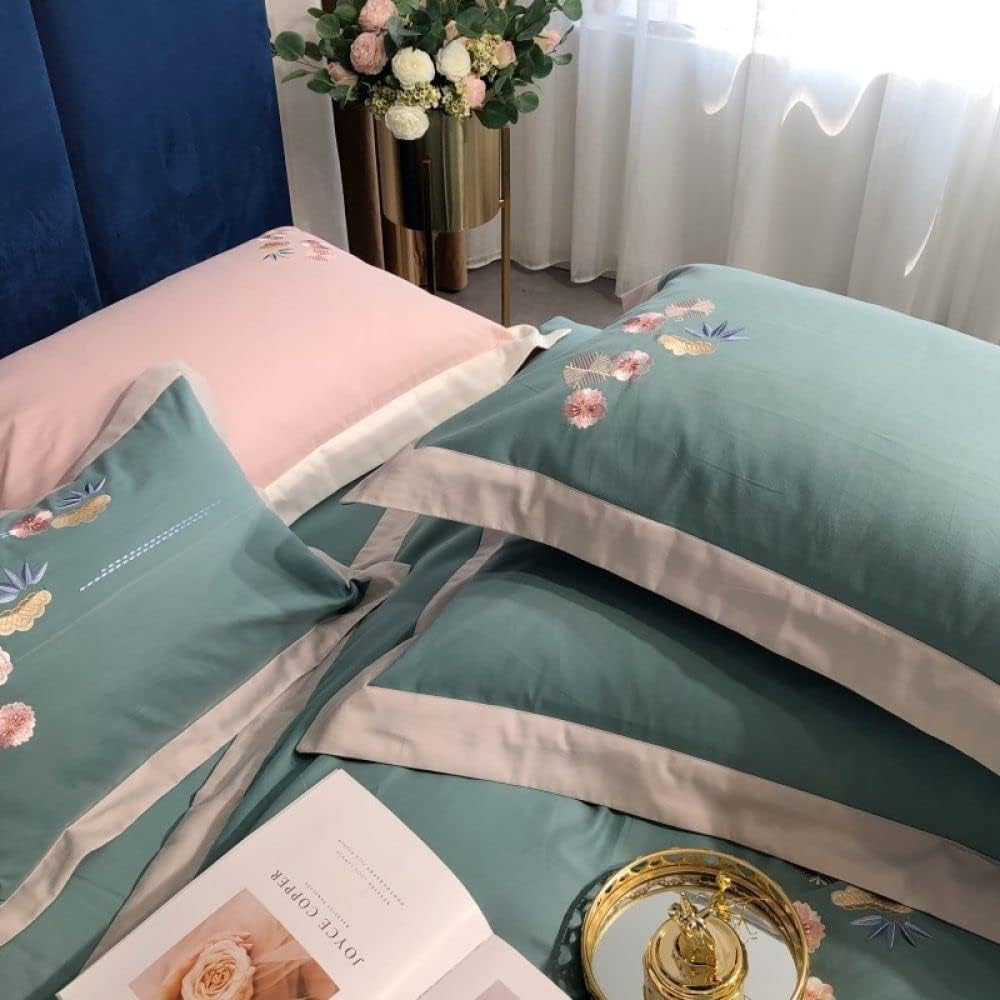 Luxury Embroidered Duvet Set - Light Sea Green