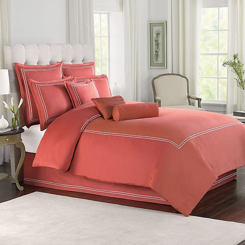 Blush Pink Duvet Set With White Double Baratta Stitch