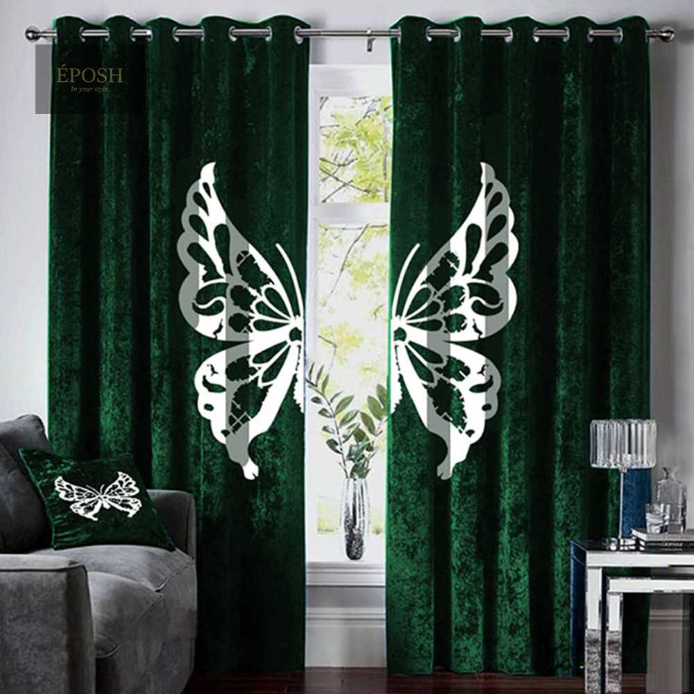 Butterfly Velvet curtains - Green
