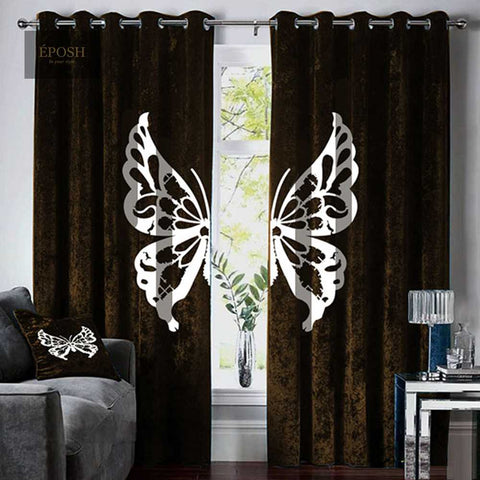 Butterfly Velvet curtains - Brown