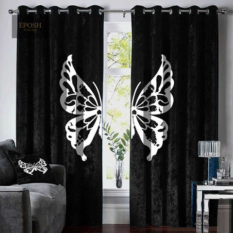 Butterfly Velvet curtains - Black