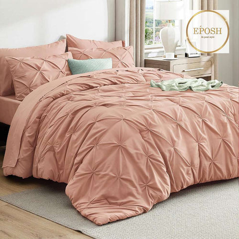 Diamond Pintucks Duvet Set - Dusky Pink
