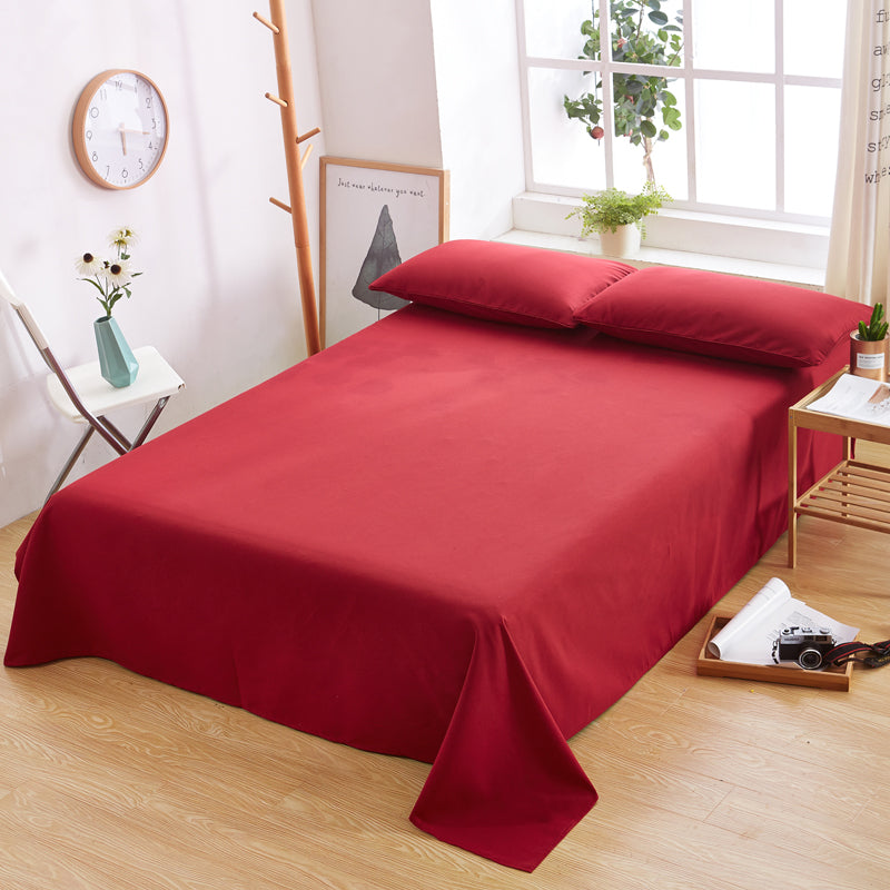 Rich Cotton Plain Bedsheet Set - Red