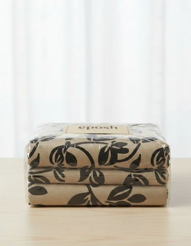 2 Pcs Luxury Floral Velvet Curtains Camel