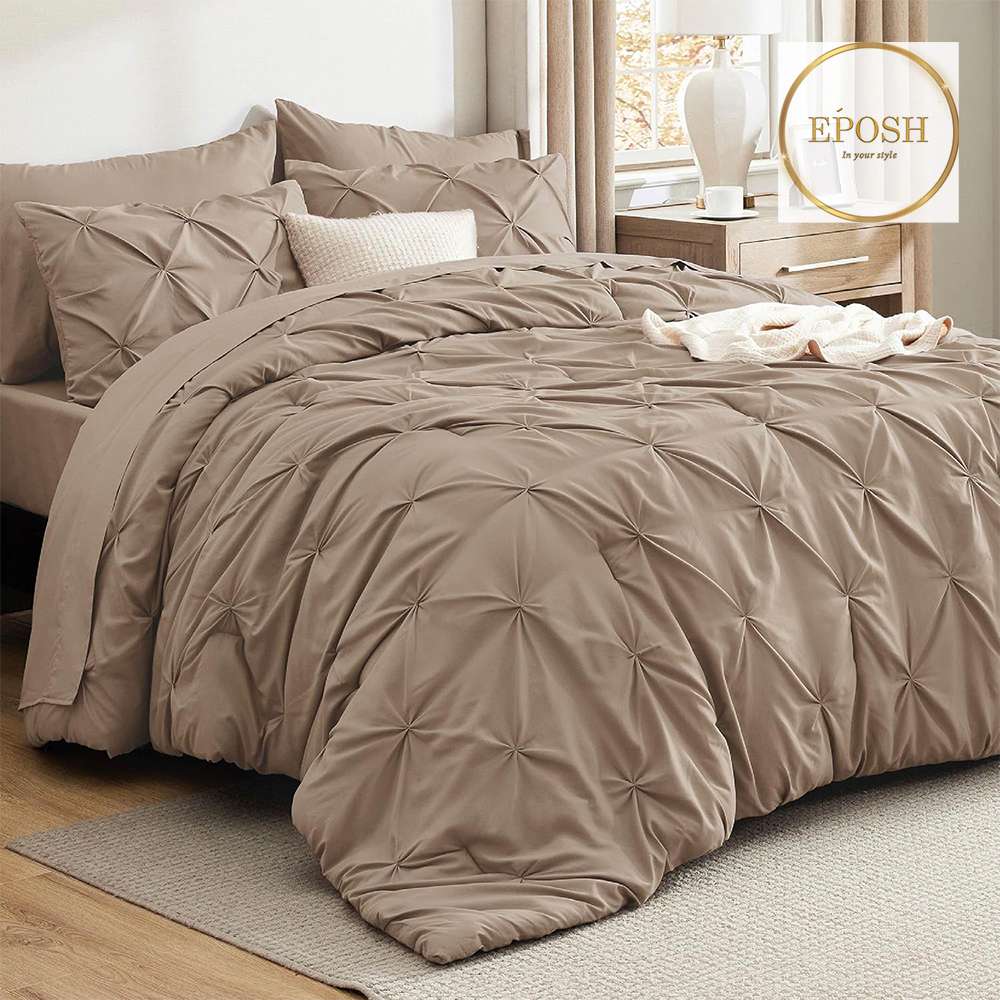 Diamond Pintucks Duvet Set - Khaki