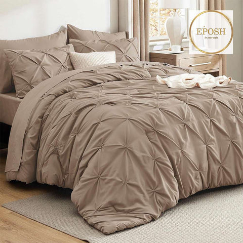 Diamond Pintucks Duvet Set - Khaki