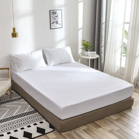 Rich Cotton Fitted Sheet with Pillow covers - White