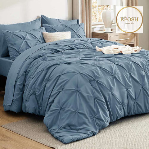 Diamond Pintucks Duvet Set - Mineral Blue