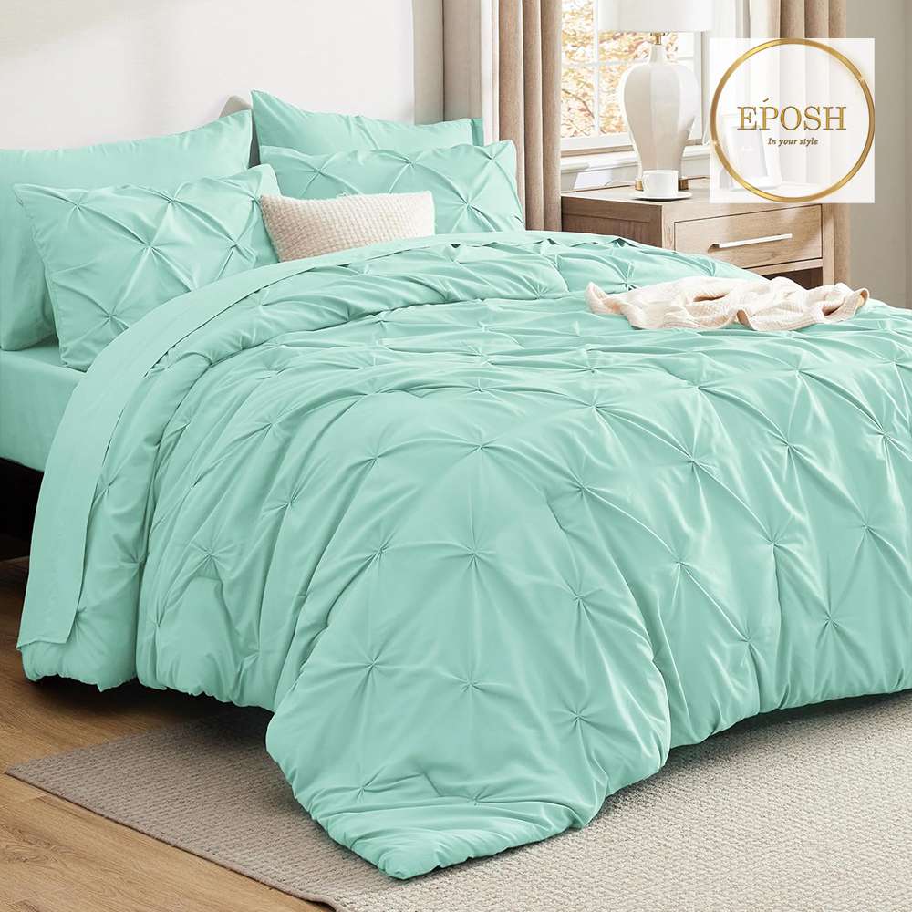 Diamond Pintucks Duvet Set - Mint Green