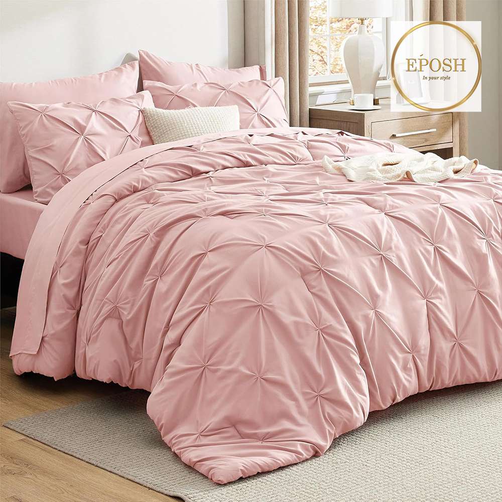 Diamond Pintucks Duvet Set - Pastel Pink