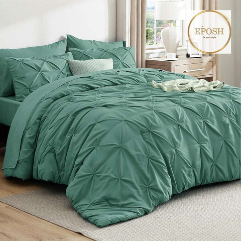 Diamond Pintucks Duvet Set - Pea Green