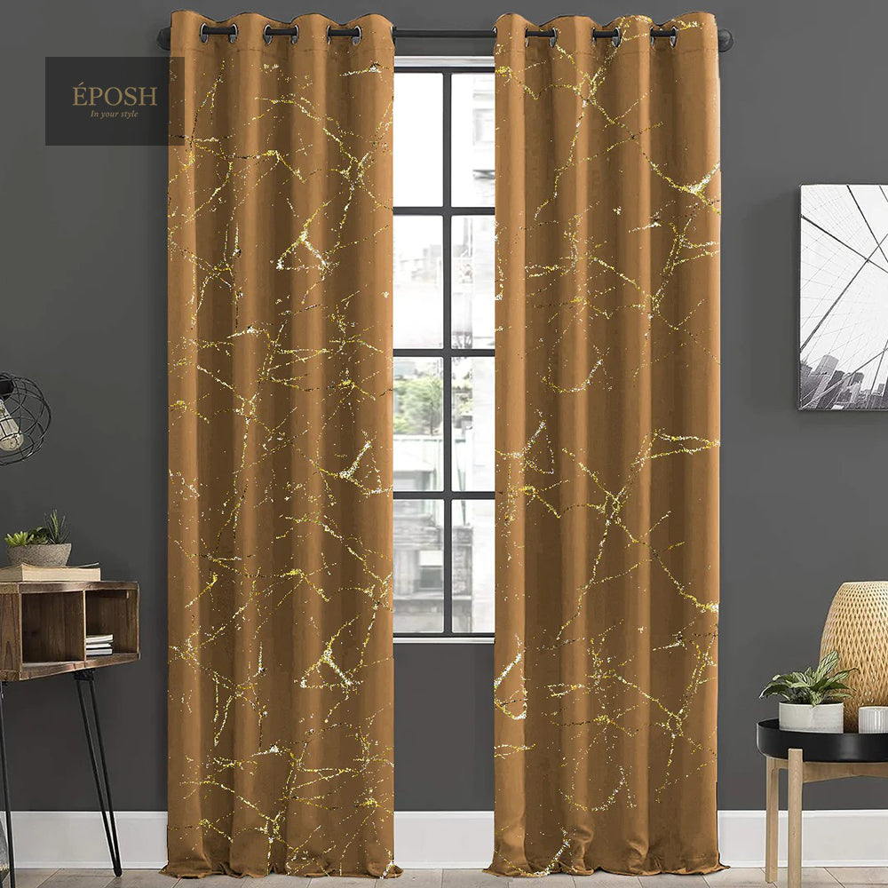 Premium Velvet Sprinkle Curtains - Mustard