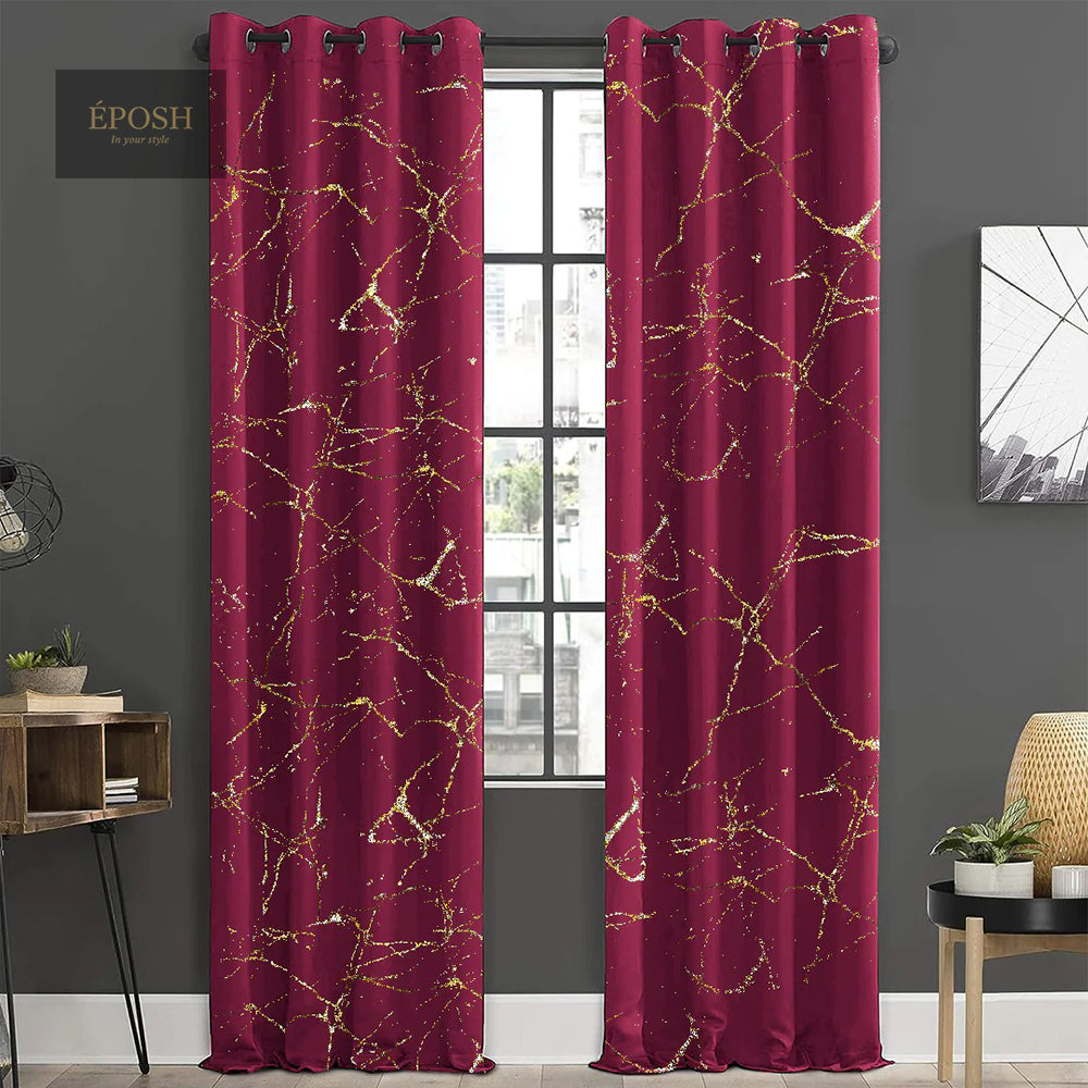 Premium Velvet Sprinkle Curtains - Maroon