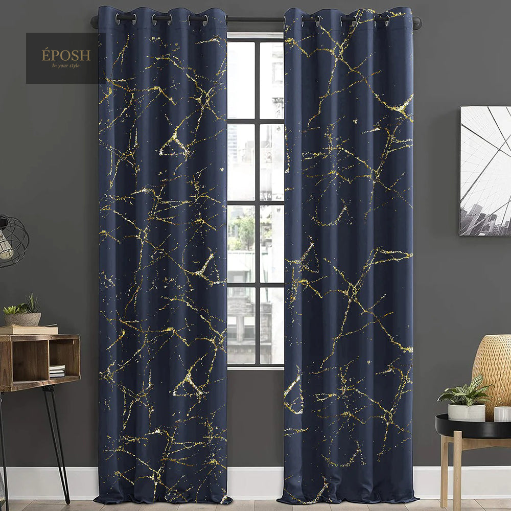 Premium Velvet Sprinkle Curtains - Blue