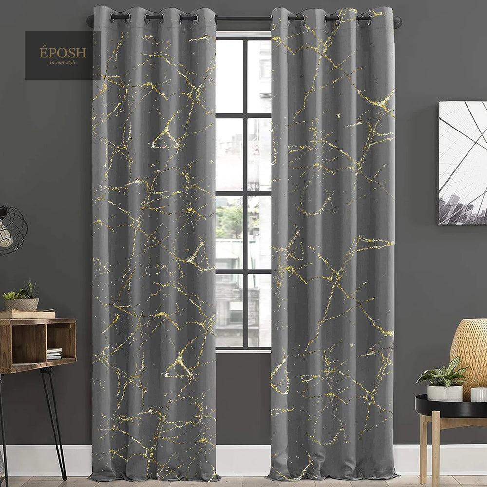 Premium Velvet Sprinkle Curtains - Grey