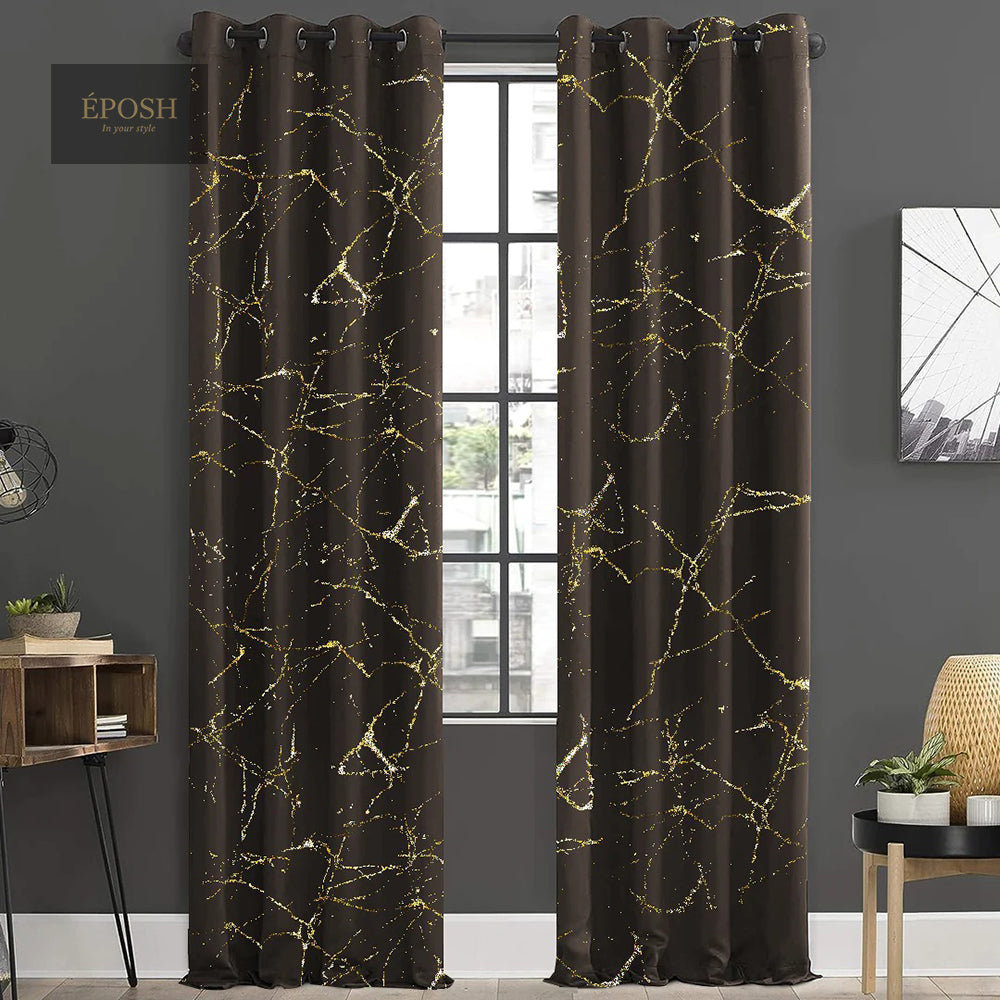 Premium Velvet Sprinkle Curtains - Brown