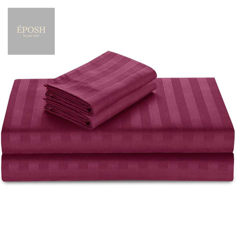Luxury Satin Stripe Duvet Set - Maroon