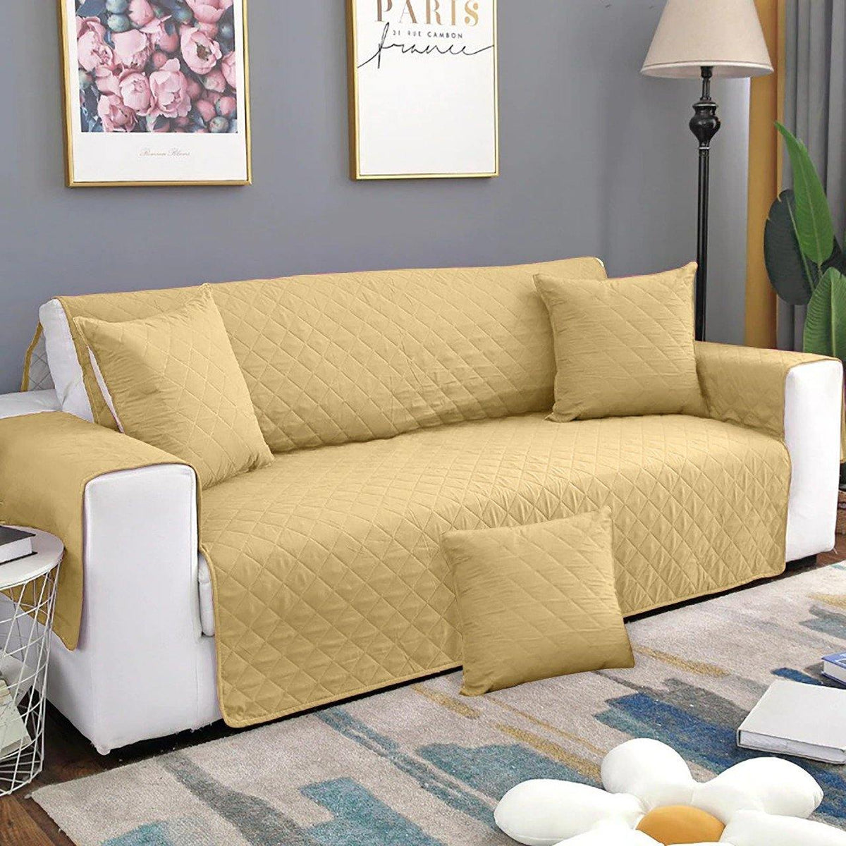 Quilted Sofa covers Non-slip - Beige