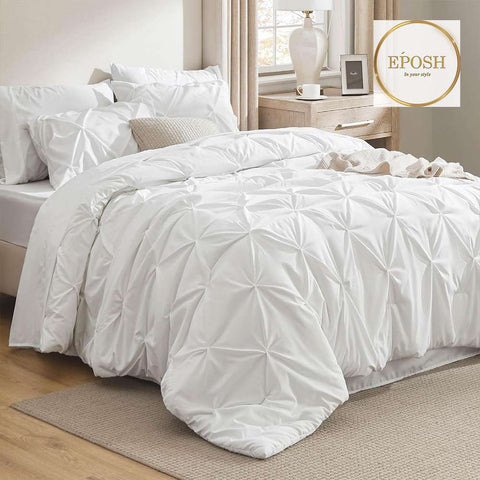 Diamond Pintucks Duvet Set - White