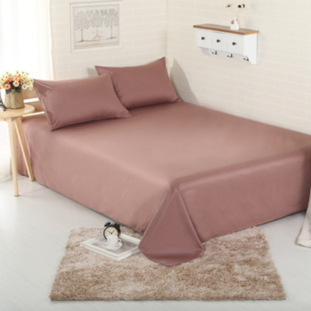 Rich Cotton Plain Bedsheet Set - Tea Pink