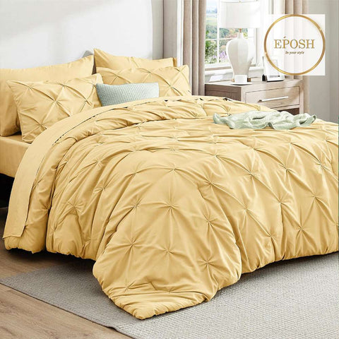 Diamond Pintucks Duvet Set - Yellow