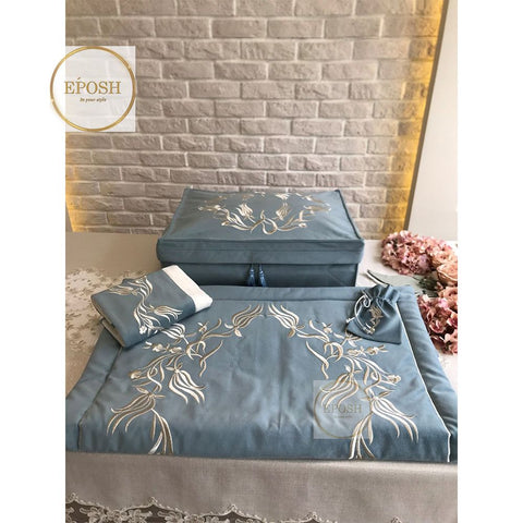 Islamic Prayer Mat set - Slate Blue