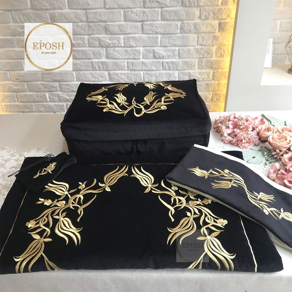 Islamic Prayer Mat set - Black