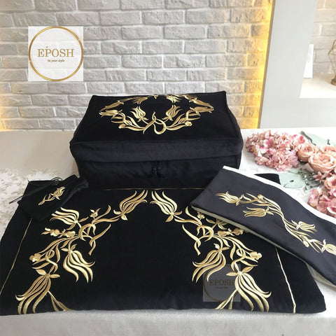 Islamic Prayer Mat set - Black