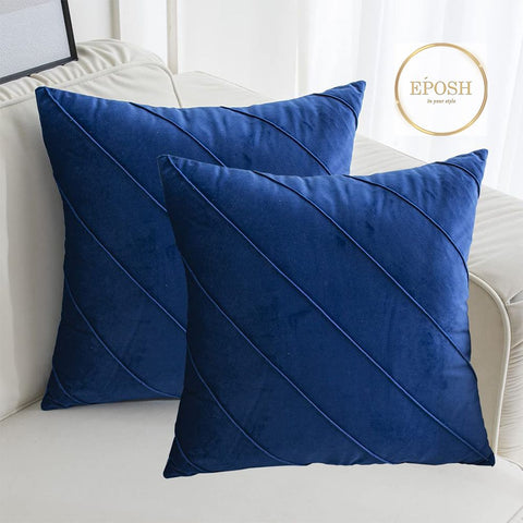 Pack of 2 Velvet Decorative Square Cushion - Royal Blue