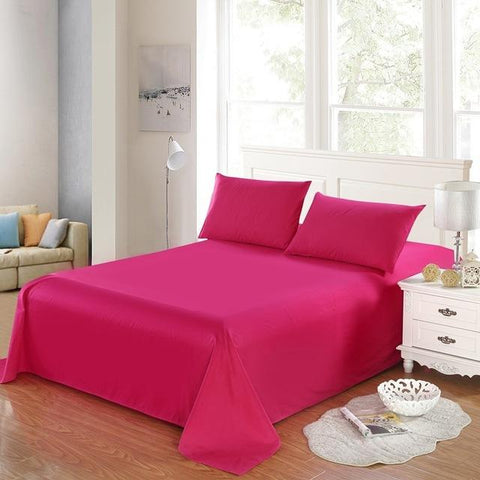 Rich Cotton Plain Bedsheet Set - Deep Pink