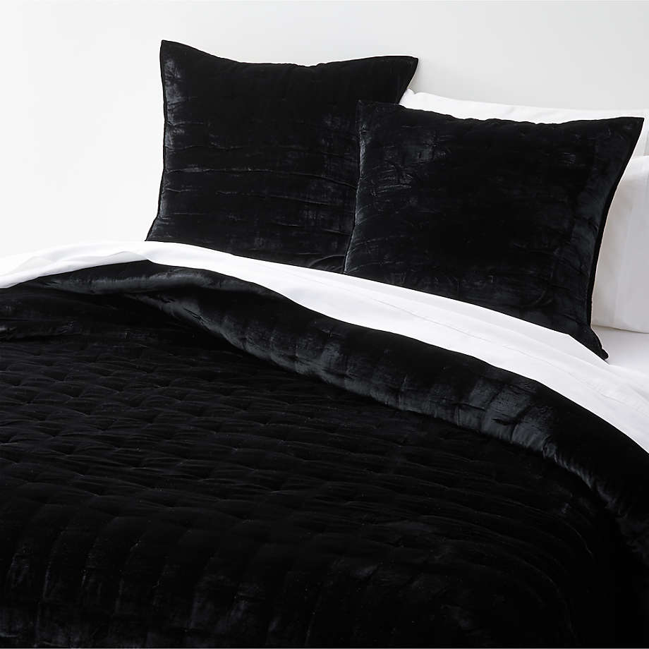 Luxury Velvet Bedspread - Black