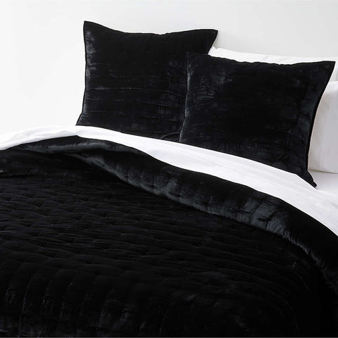 Luxury Velvet Bedspread - Black