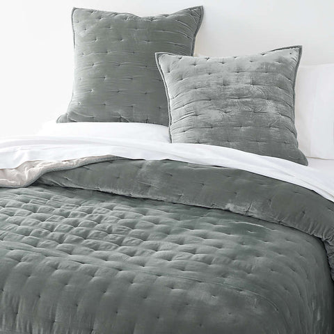 Luxury Velvet Bedspread - Grey