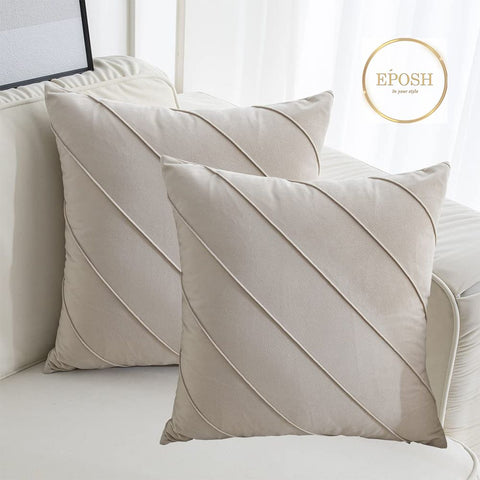 Pack of 2 Velvet Decorative Square Cushion - Beige