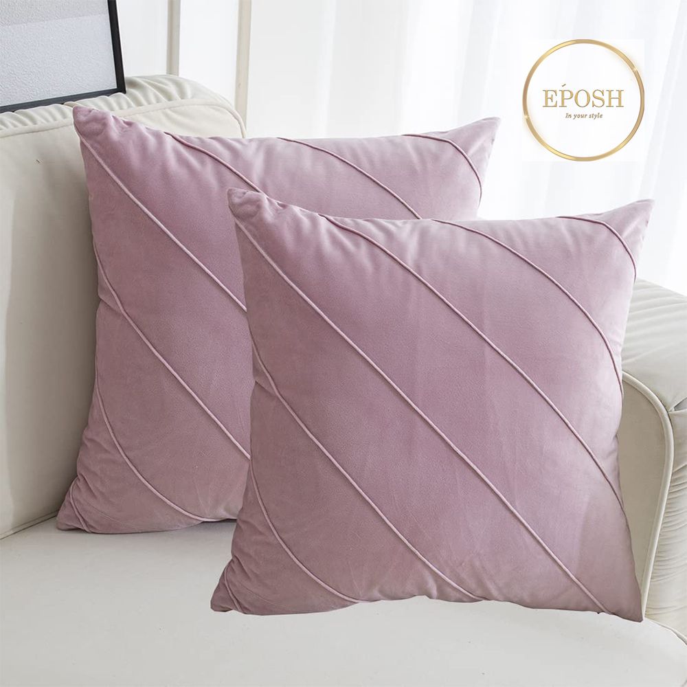 Pack of 2 Velvet Decorative Square Cushion - Mauve