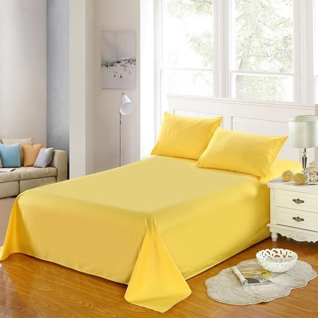 Rich Cotton Plain Bedsheet Set - Yellow