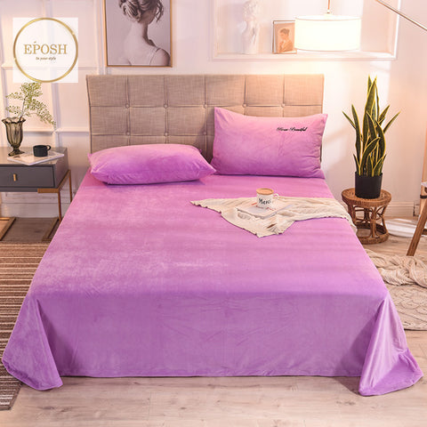 Velvet Bedsheet with 2 pillow covers-Pinkish Purple