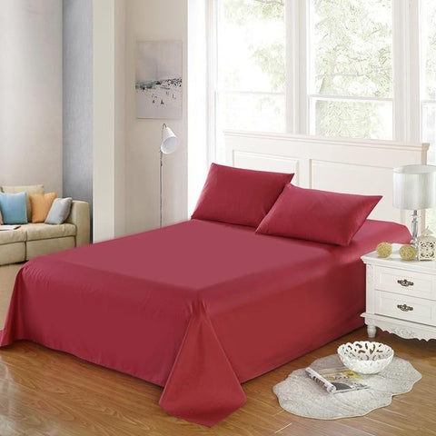Rich Cotton Plain Bedsheet Set - Maroon