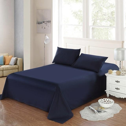 Rich Cotton Plain Bedsheet Set - Dark Blue