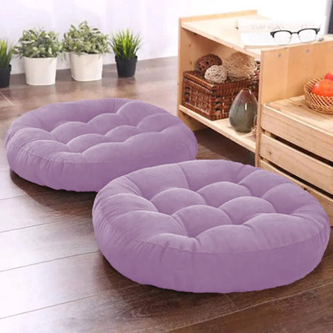 Pack of 2 Round Shape Floor Cushions - Smoke purple