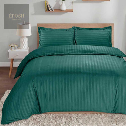 Luxury Satin Stripe Duvet Set - Teal