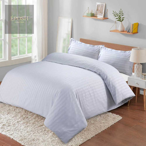Luxury Satin Stripe Duvet Set - White