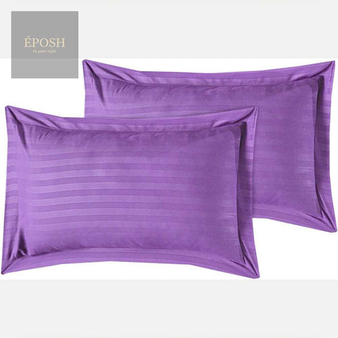 Luxury Satin Stripe Duvet Set - Purple