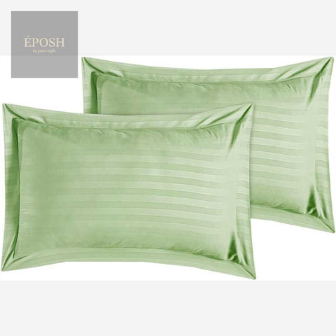 Luxury Satin Stripe Duvet Set - Sage Green