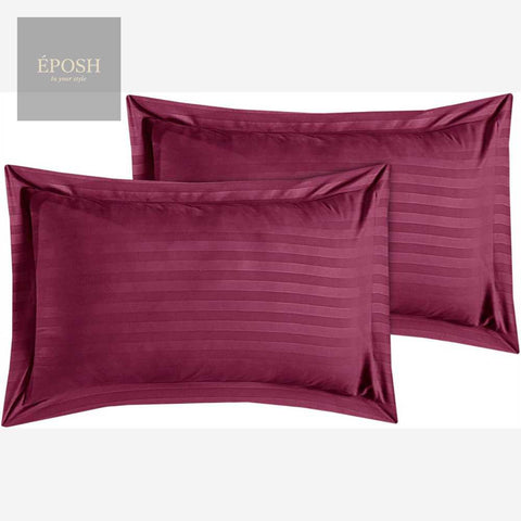 Luxury Satin Stripe Duvet Set - Maroon